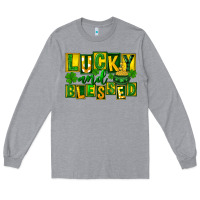 Heather Grey Lucky and blessed St. Patricks Day Long Sleeve Tee - FaDigitalArtStudio