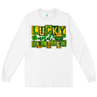 White Lucky and blessed St. Patricks Day Long Sleeve Tee - FaDigitalArtStudio