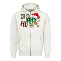 Oatmeal Heather ho ho ho christmas Zipper Hoodie - BarkalooDesign