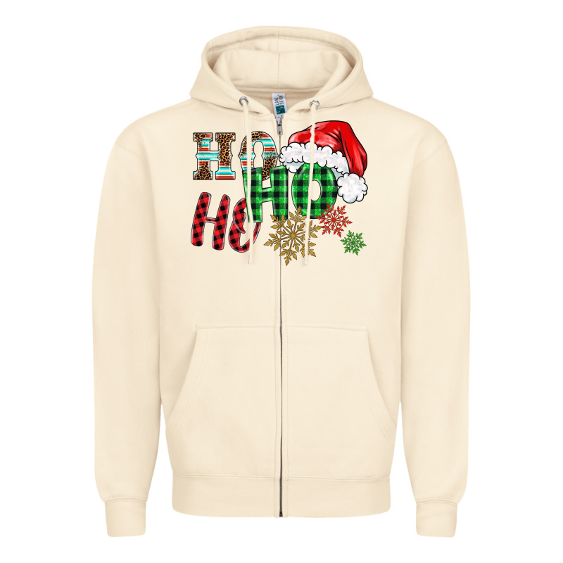 Ho Ho Ho Christmas Zipper Hoodie by BarkalooDesign | Teevron