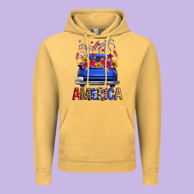 Western Fourth Of July America Truck Vintage Hoodie Designed By Fadigitalartstudio