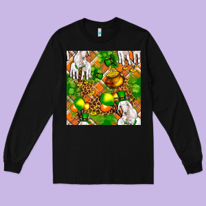 St. Patrick's Goat Family With Balloons Seamless Long Sleeve Tee Designed By Fadigitalartstudio