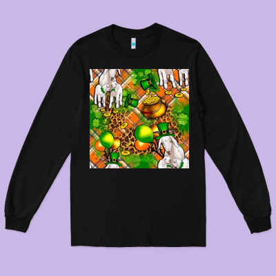 St. Patrick's Goat Family With Balloons Seamless Long Sleeve Tee Designed By Fadigitalartstudio