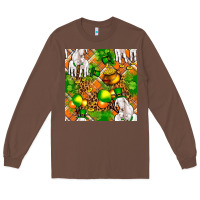 Chestnut St. Patrick's Goat Family With Balloons Seamless Long Sleeve Tee - FaDigitalArtStudio