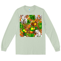 Matcha St. Patrick's Goat Family With Balloons Seamless Long Sleeve Tee - FaDigitalArtStudio