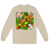 Mushroom St. Patrick's Goat Family With Balloons Seamless Long Sleeve Tee - FaDigitalArtStudio