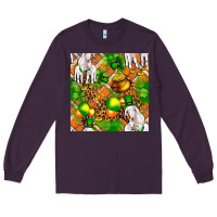 Plum St. Patrick's Goat Family With Balloons Seamless Long Sleeve Tee - FaDigitalArtStudio