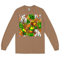 Toasted Coconut St. Patrick's Goat Family With Balloons Seamless Long Sleeve Tee - FaDigitalArtStudio