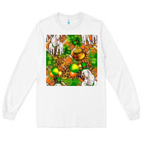 White St. Patrick's Goat Family With Balloons Seamless Long Sleeve Tee - FaDigitalArtStudio