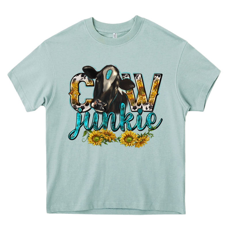 Cow Junkie With Cow Heavy Core Tee by texasbilliewilder | Teevron