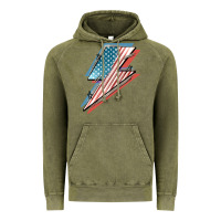 Vintage Olive American flag lightning bolt 4th of july Vintage Hoodie - FaDigitalArtStudio