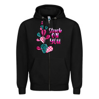 Black stuck on you cactus Zipper Hoodie - BarkalooDesign
