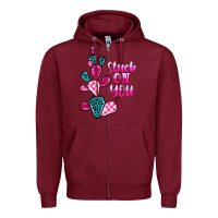 Burgundy stuck on you cactus Zipper Hoodie - BarkalooDesign