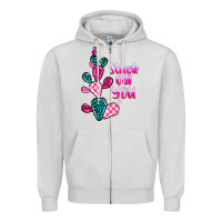 Dove Grey stuck on you cactus Zipper Hoodie - BarkalooDesign