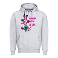 Heather Grey stuck on you cactus Zipper Hoodie - BarkalooDesign