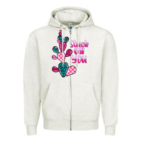 Oatmeal Heather stuck on you cactus Zipper Hoodie - BarkalooDesign