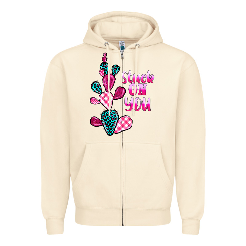 Stuck On You Cactus Zipper Hoodie by BarkalooDesign | Teevron