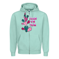 Seafoam stuck on you cactus Zipper Hoodie - BarkalooDesign