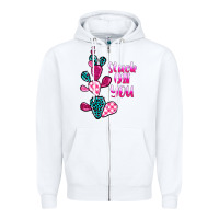White stuck on you cactus Zipper Hoodie - BarkalooDesign