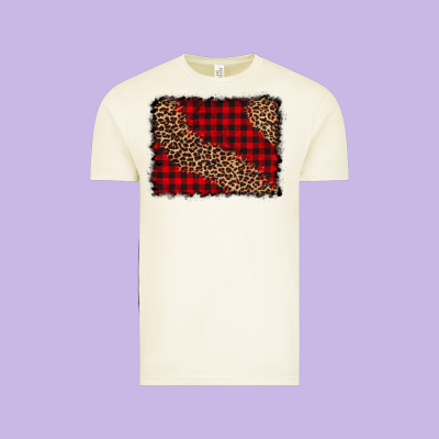 Leopard Buffalo Plaid Background Vintage Tee Designed By Cowcowdesign