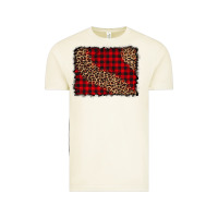Vintage Arctic leopard buffalo plaid background Vintage Tee - CowCowDesign