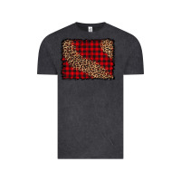 Vintage Black leopard buffalo plaid background Vintage Tee - CowCowDesign