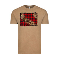 Vintage Coffee leopard buffalo plaid background Vintage Tee - CowCowDesign
