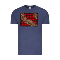 Vintage Denim leopard buffalo plaid background Vintage Tee - CowCowDesign