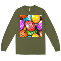 Army Green Happy Easter Eggs Seamless Pattern Long Sleeve Tee - BundleAndBundleShop