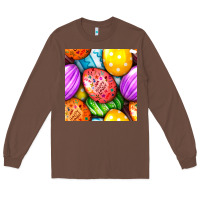 Chestnut Happy Easter Eggs Seamless Pattern Long Sleeve Tee - BundleAndBundleShop
