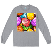 Heather Grey Happy Easter Eggs Seamless Pattern Long Sleeve Tee - BundleAndBundleShop