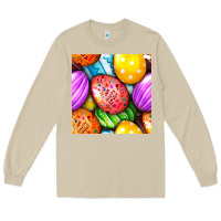 Mushroom Happy Easter Eggs Seamless Pattern Long Sleeve Tee - BundleAndBundleShop