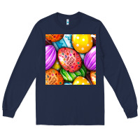 Happy Easter Eggs Seamless Pattern Long Sleeve Tee | Teevron