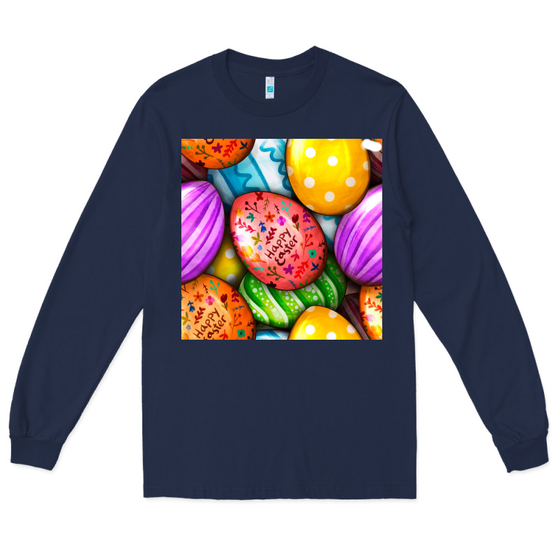 Happy Easter Eggs Seamless Pattern Long Sleeve Tee by BundleAndBundleShop | Teevron