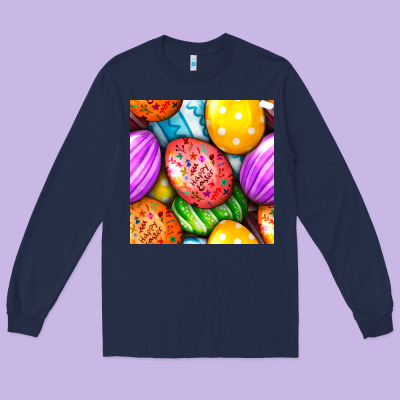 Happy Easter Eggs Seamless Pattern Long Sleeve Tee Designed By Bundleandbundleshop