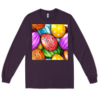 Plum Happy Easter Eggs Seamless Pattern Long Sleeve Tee - BundleAndBundleShop
