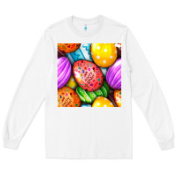 White Happy Easter Eggs Seamless Pattern Long Sleeve Tee - BundleAndBundleShop