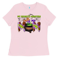 Bubblegum Pink my favorite monsters calls me mom Ladies Tee - CowGirlArtShop