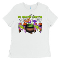 White my favorite monsters calls me mom Ladies Tee - CowGirlArtShop
