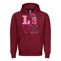 Burgundy love gnomies Zipper Hoodie - BarkalooDesign