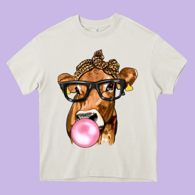Cow Lick With Leopard Bandana Heavy Core Tee Designed By Texasbilliewilder