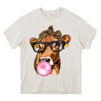 Cream Cow Lick with Leopard Bandana Heavy Core Tee - texasbilliewilder