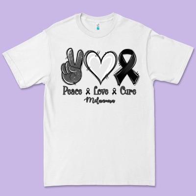 Peace Love Cure Melanoma Cancer Premium Tee Designed By Jasminsmagicworld