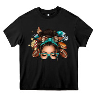 Black american football messy bun Heavy Core Tee - texasbilliewilder