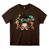 Chocolate Brown american football messy bun Heavy Core Tee - texasbilliewilder