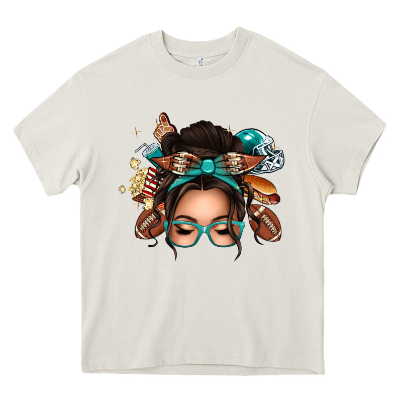 American Football Messy Bun Heavy Core Tee by texasbilliewilder | Teevron