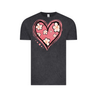 Vintage Black floral pink glitter heart Vintage Tee - Jasminsmagicworld