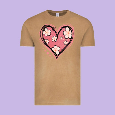 Floral Pink Glitter Heart Vintage Tee Designed By Jasminsmagicworld