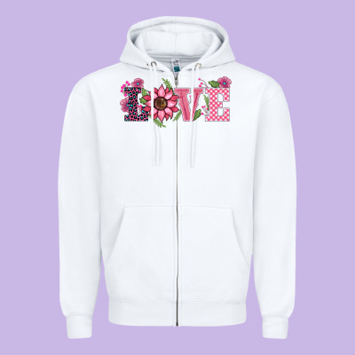 Walentine's Day Love Sunflower Zipper Hoodie Designed By Barkaloodesign