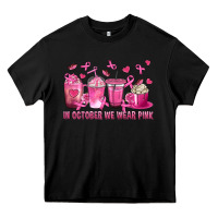 Black In October We Wear Pink with Breast Cancer Coffee Heavy Core Tee - texasbilliewilder